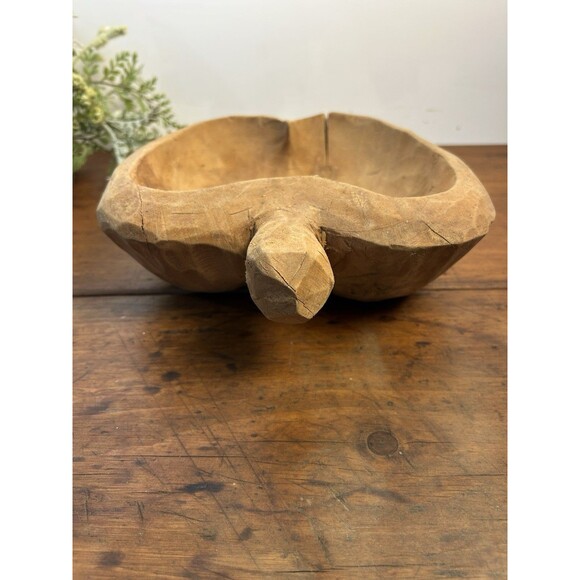 Vintage Hand Carved Wood Apple Shaped Bowl Trinket Dish Primitive Folk Art - Picture 4 of 11